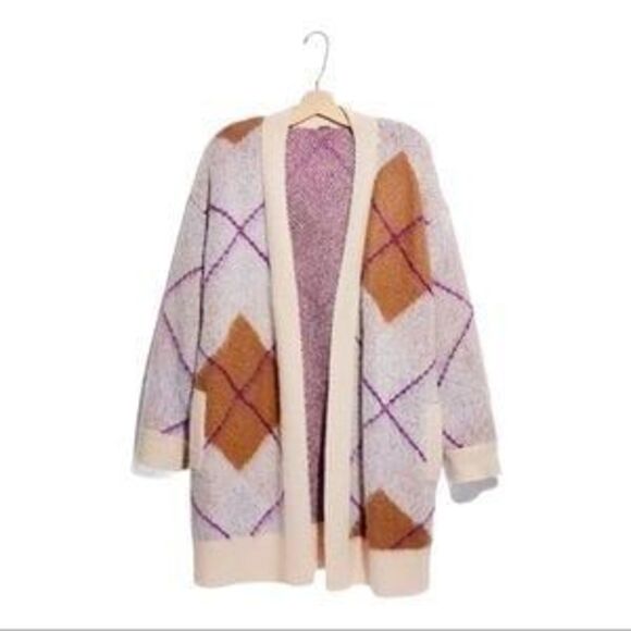 NWOT! Free People Argyle Avenue Oversized Maxi Open Front Cardigan -  XS - Picture 1 of 12